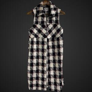 BCBGeneration Black White Red Longline Vest Small Sleeveless Jacket